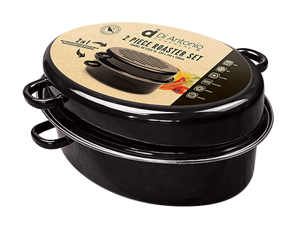 Roaster Oval with Basting Lid 320x245x150mm 4L Enamel Steel Black