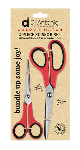 Scissors Set 2pc 203mm (8") & 152mm (6") S/S Red
