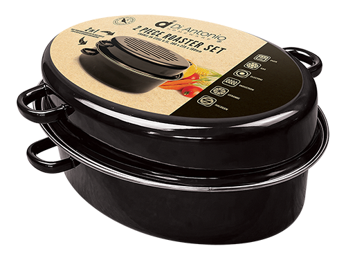 Roaster Oval with Basting Lid 380x275x180mm 6.3L Enamel Steel Black