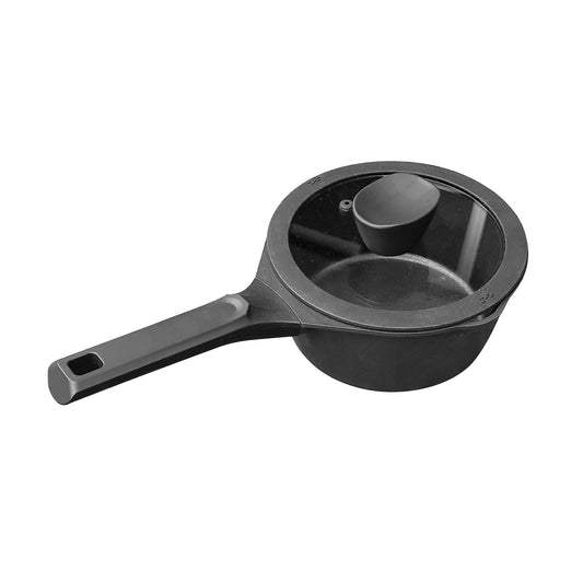 Saucepan 160x78mm Cast Aluminium with Lid Nero Black