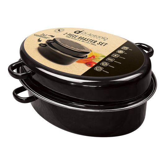 Roaster Oval with Basting Lid 380x275x180mm 6.3L Enamel Steel Black