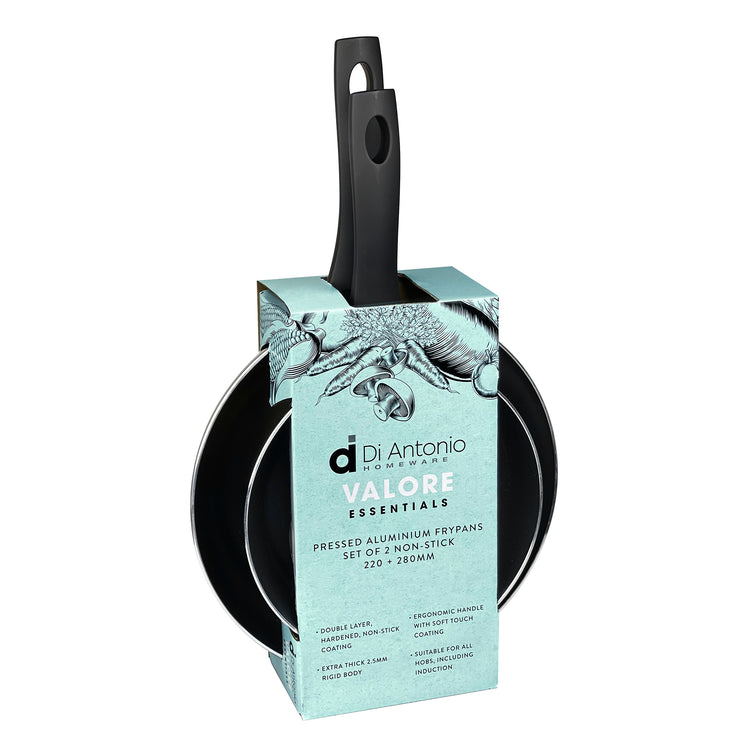 Frypan Set 2 Pce 220mm 280mm Aluminium Valore Essentials
