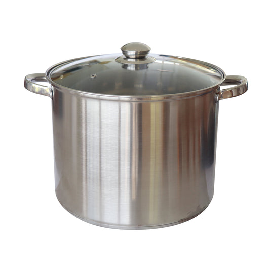 Stock Pot 280x220mm 13.5L Stainless Steel with Glass Lid