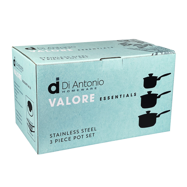 Pot Set 3pc includes 140mm 160mm 180mm Saucepans Stainless Steel