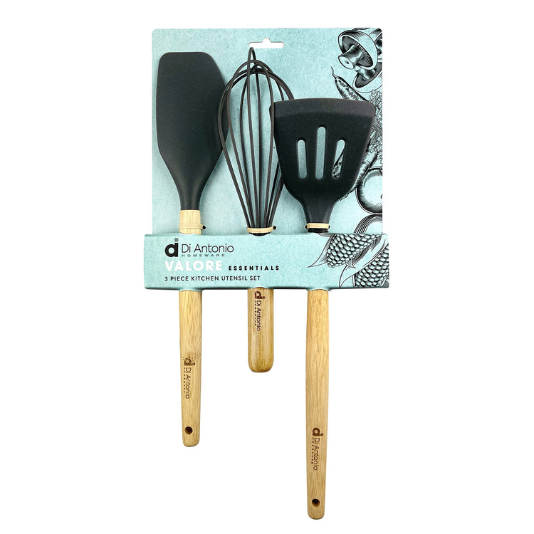 Utensil Set 3pce Bamboo with Silicone Heads