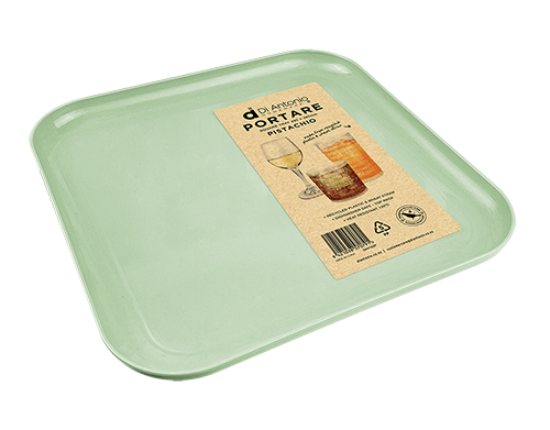 Tray Square 290mm Plastic & Wheat Straw Pistachio Portare