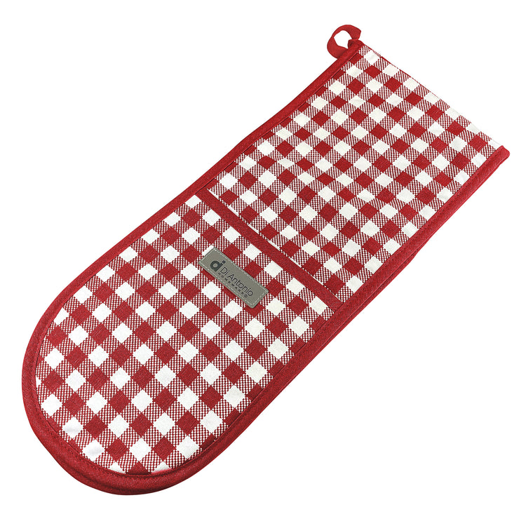 Double Oven Glove 880x180mm Red Check