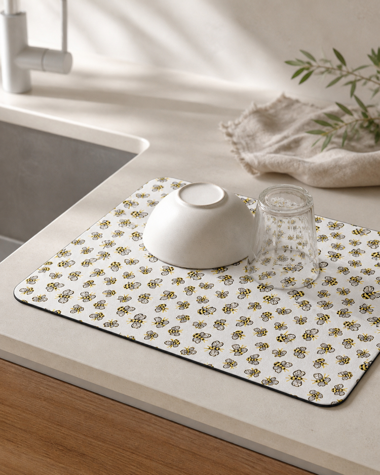 Dish Mat Quick Dry 510x380mm Bees