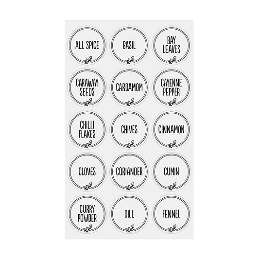 Di Antonio Spice Jar Labels Set of 45 White