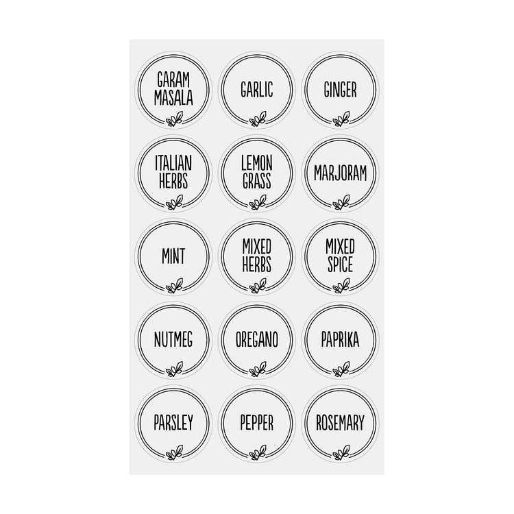 Di Antonio Spice Jar Labels Set of 45 White