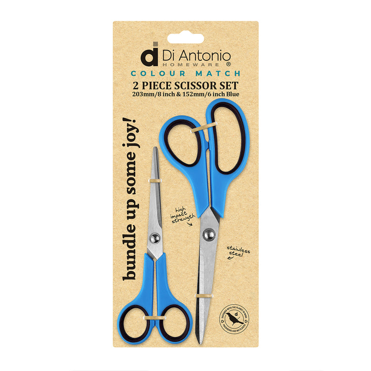 Scissors Set 2 Pce 203mm (8") & 152mm (6") S/S Blue