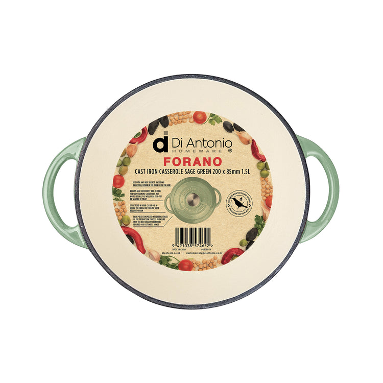Casserole 200mm Cast Iron Enamel Sage Green 2.7L