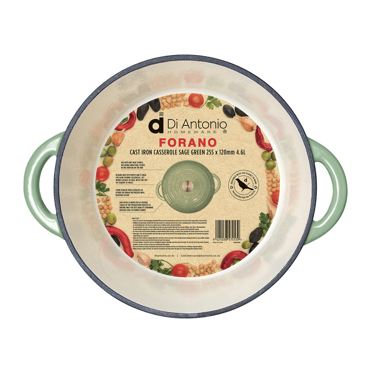 Casserole 260mm Cast Iron Enamel Sage Green 4.6L