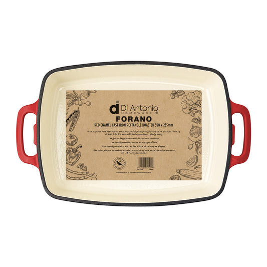 Rectangle Roaster 390x235mm Enamel Cast Iron Red