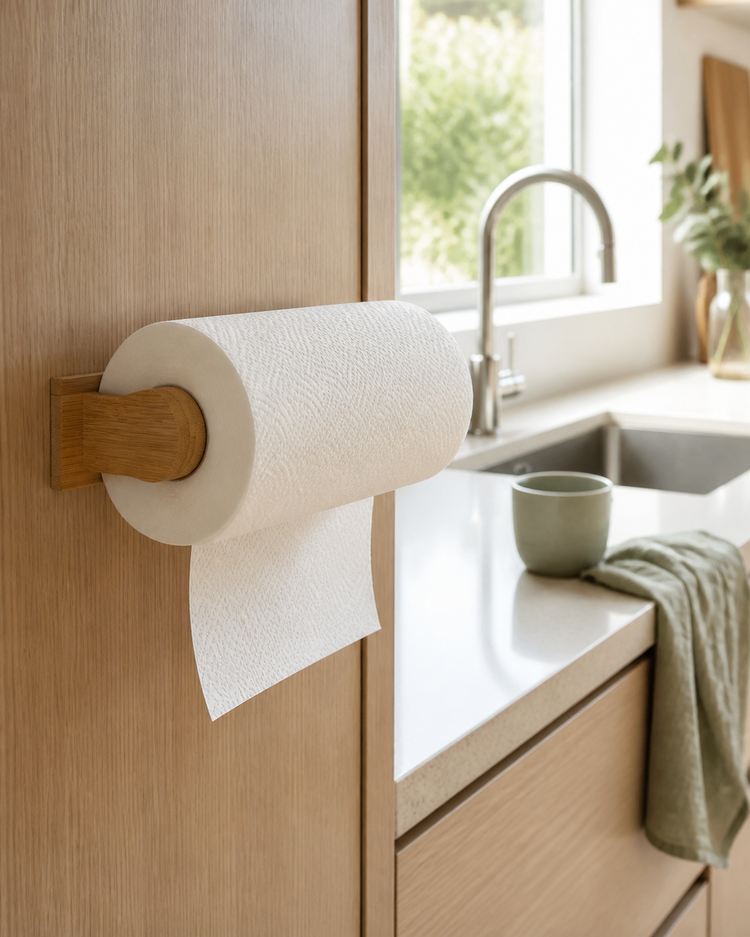 Kitchen Towel Holder 250x110x60mm Wall Mounted Bamboo