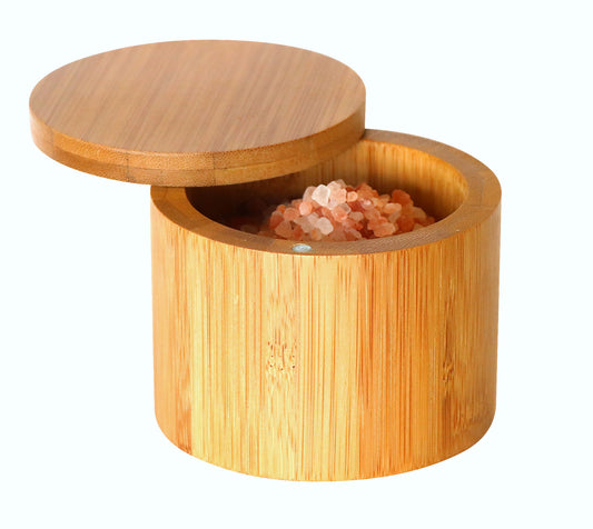 Salt Box with Swivel Lid 90x74mm Bamboo