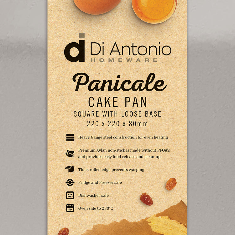 Cake Pan Square Loose Base 220x80mm Panicale