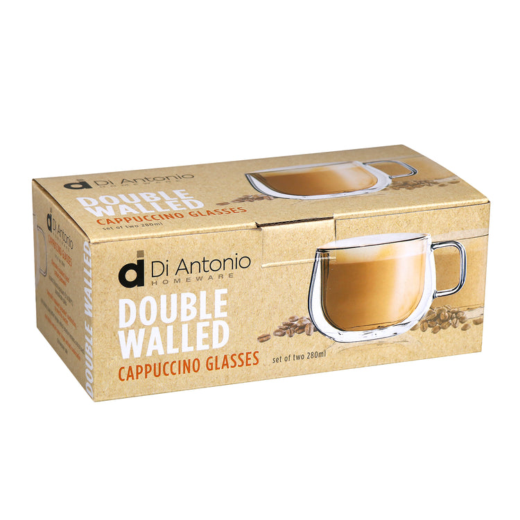 Cappuccino Glass Double Wall 280ml Pair