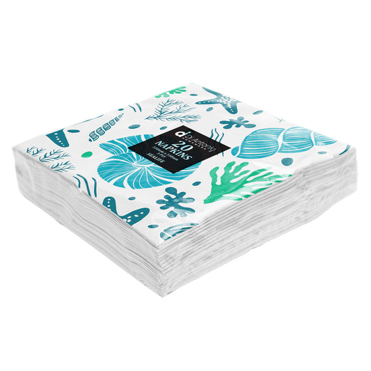 Paper Napkins / Serviettes 330x330mm Pack of 20 Sealife