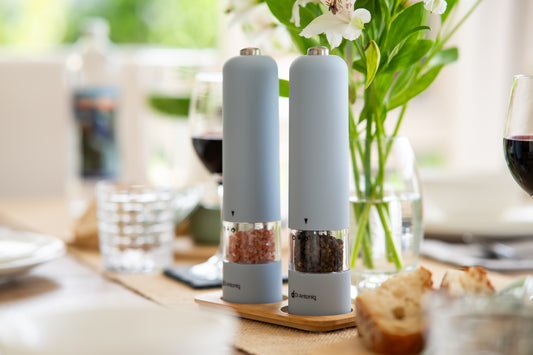 Salt & Pepper Mill Set 2 Pce Celestial Blue (8 x AA Batteries Included)