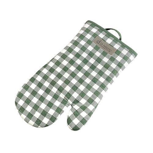 Oven Glove 300x150mm Green Check