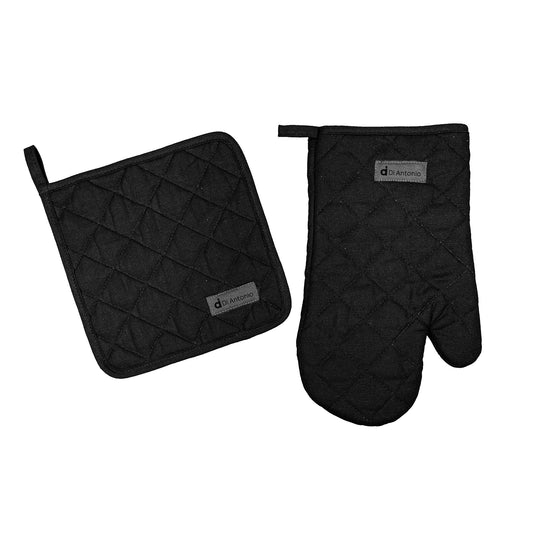 Oven Glove & Pot Mitt Set 2 Pce Black Valore Essentials