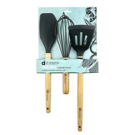 Utensil Set 3pce Bamboo with Silicone Heads