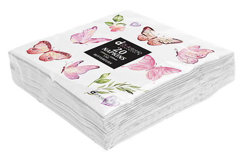 Paper Napkins / Serviettes 330x330mm Pack of 20 Butterflies