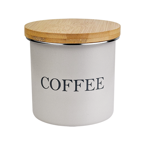 Storage Jar Coffee Round 700ml with Bamboo Lid Birchwood