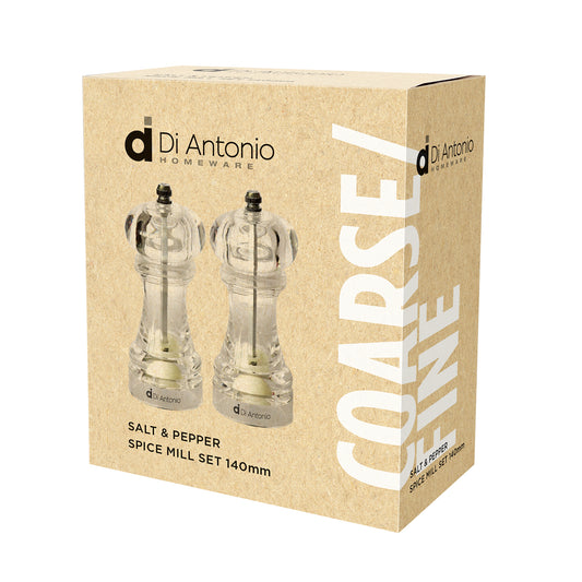Salt & Pepper Mill Set 2 Pce 140mm Acrylic