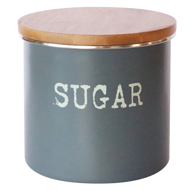 Storage Jar Sugar Round 700ml with Bamboo Lid Brenton Grey