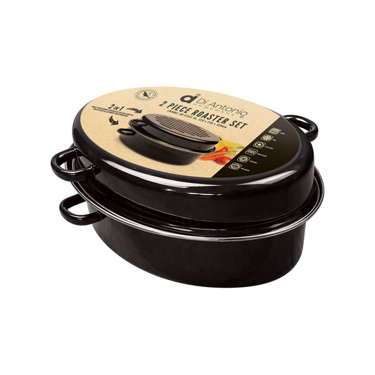 Roaster Oval with Basting Lid 320x245x150mm 4L Enamel Steel Black