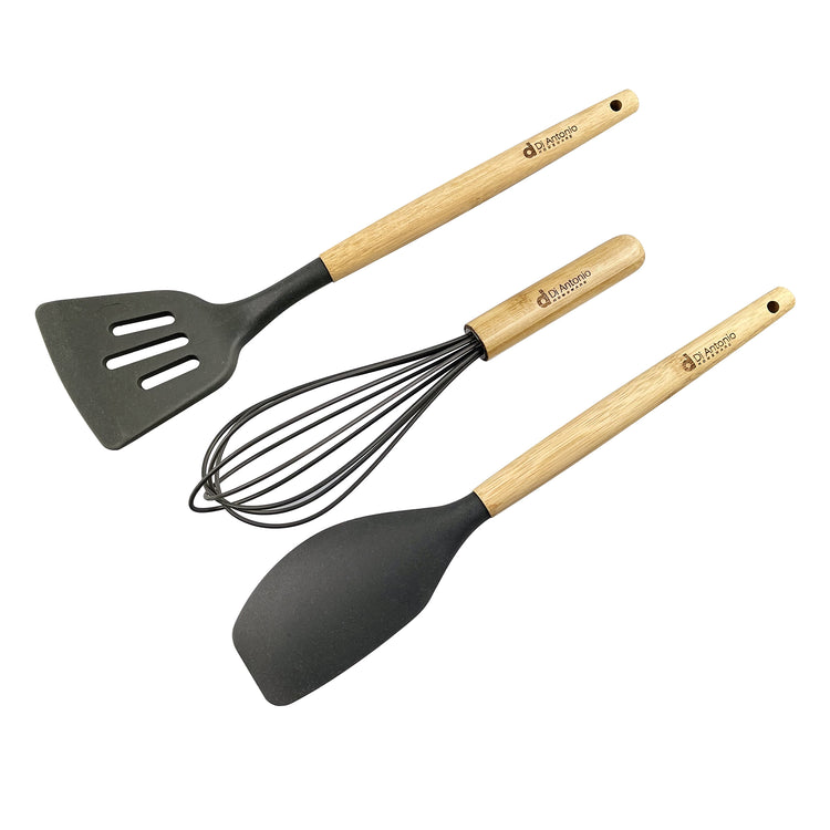 Utensil Set 3pce Bamboo with Silicone Heads