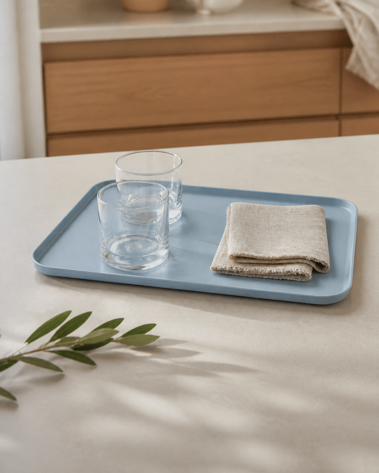 Tray Rectangle 378x267mm Plastic & Wheat Straw Denim Portare