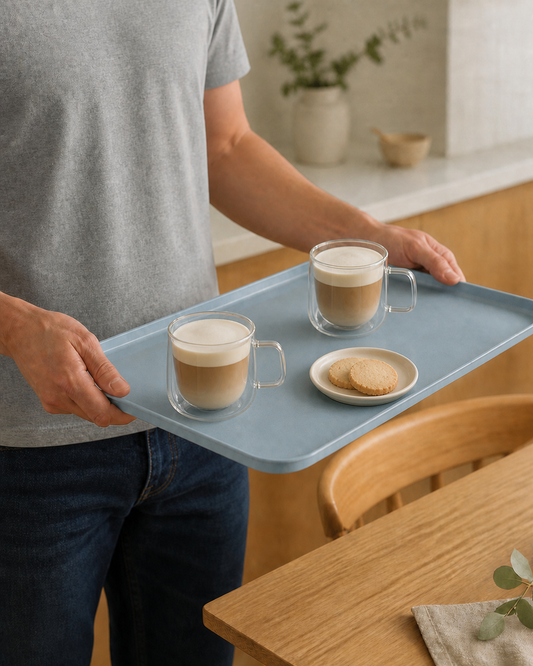 Tray Rectangle 378x267mm Plastic & Wheat Straw Denim Portare