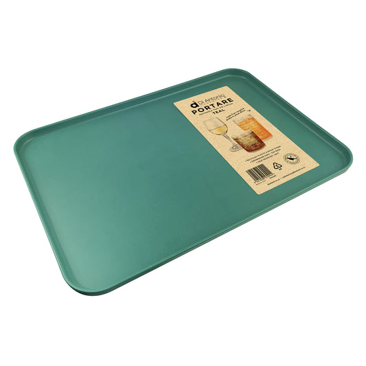 Tray Rectangle 378x267mm Plastic & Wheat Straw Teal Portare