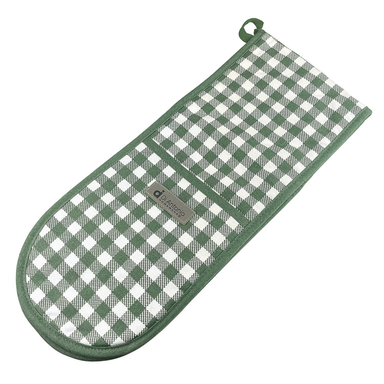 Double Oven Glove 880x180mm Green Check