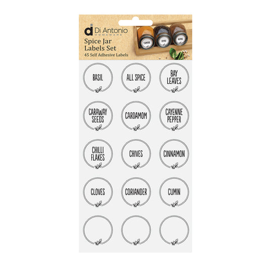Di Antonio Spice Jar Labels Set of 45 White