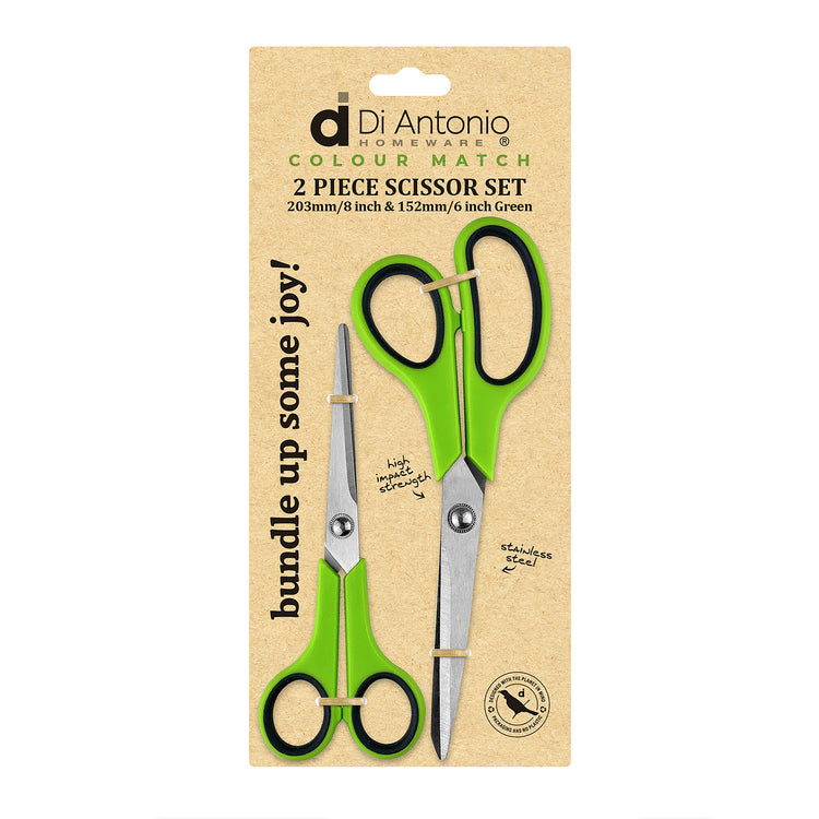 Scissor Set 2pc 203mm (8") & 152mm (6") S/S Green
