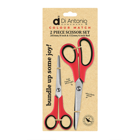 Scissor Set 2pc 203mm (8") & 152mm (6") S/S Red