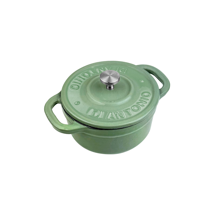 Casserole 100mm Cast Iron Enamel Sage Green 300ml
