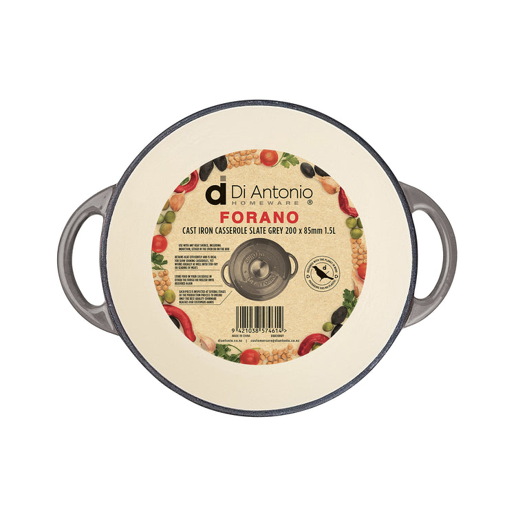Casserole 200mm Cast Iron Enamel Grey 2.7L