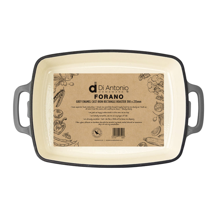 Rectangle Roaster 390x235mm Enamel Cast Iron Grey