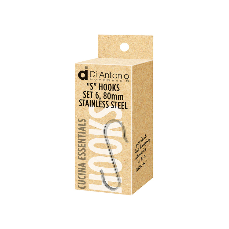 Hanging Hooks 80x20mm Set of 6 Stainless Steel