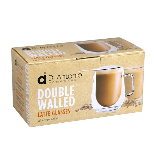 Latte Glass Double Walled 300ml Pair