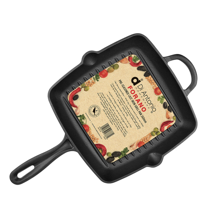 Grill Pan 260mm with Helper Handle Black Cast Iron